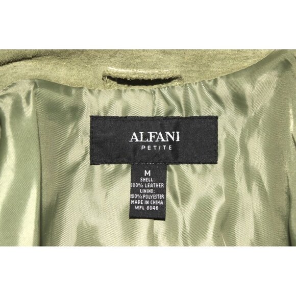 ALFANI 100% Genuine Suede Leather Jacket in Sage, Medium Petite - Picture 6 of 11